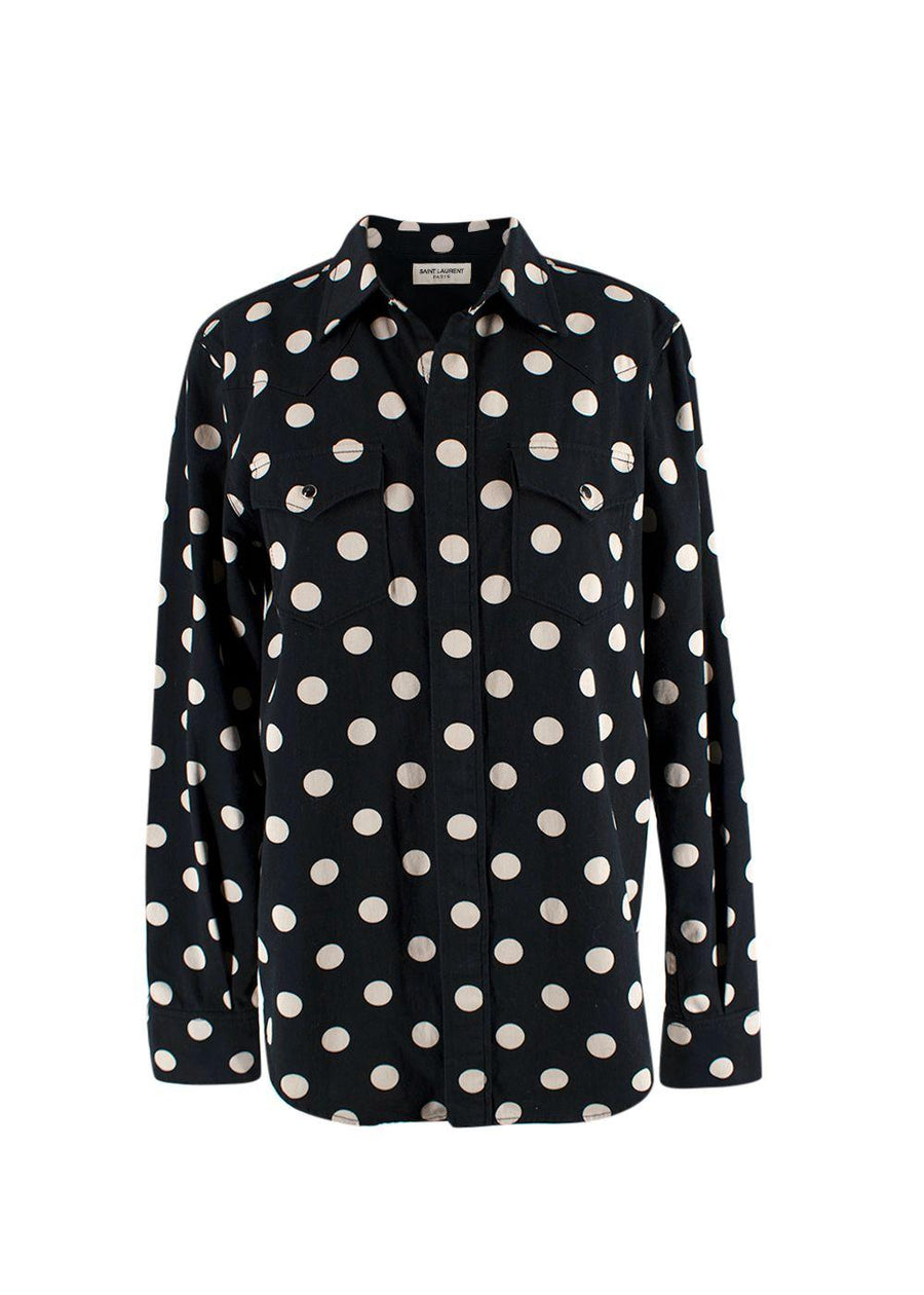 Saint Laurent Black Polka Dot Cotton Shirt Jacket