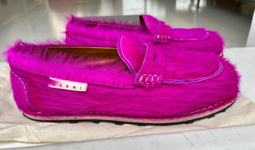 Pink Long Calf Hair Loafers