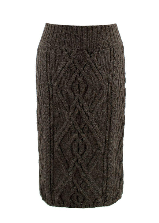 Chloe Grey Cable Knit Merino Wool Pencil Skirt