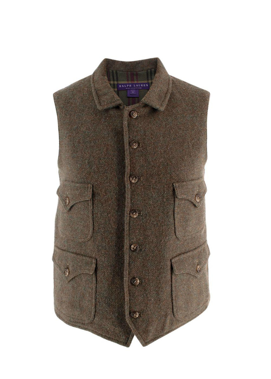 Ralph Lauren Khaki Tweed Alpaca Blend Gilet