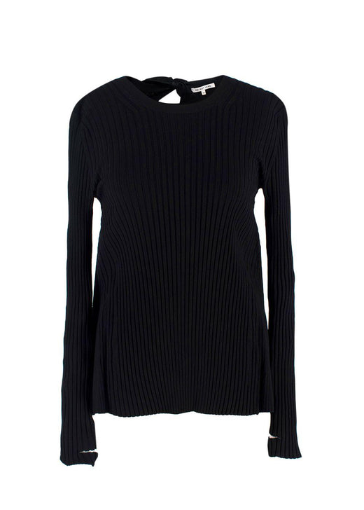 Helmut Lang Black Ribbed Bow Detail Backless Top