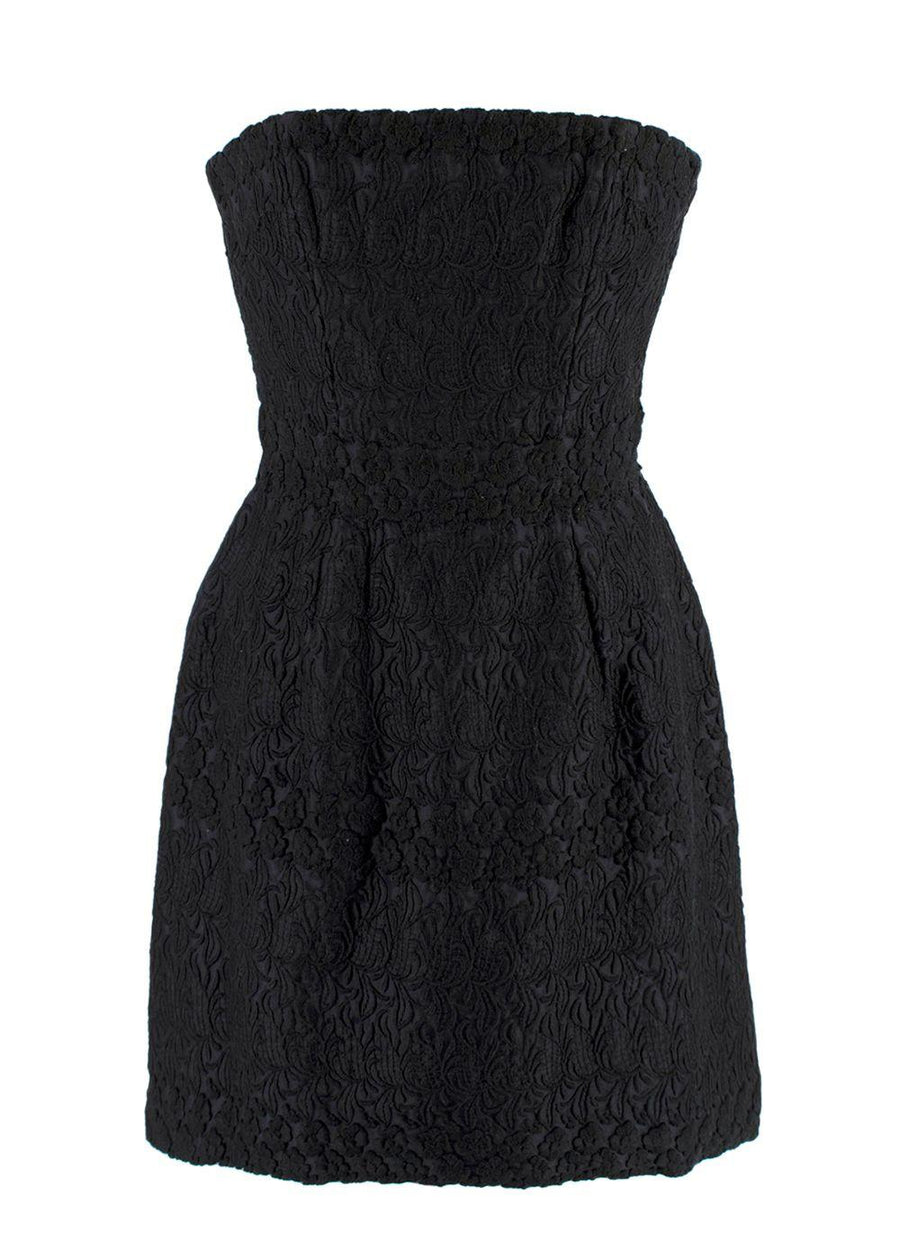 Giambattista Valli Black Cloque Strapless Mini Dress