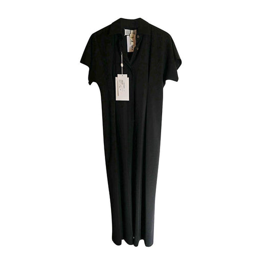 Black Wool Mid-Length Shirt Dress