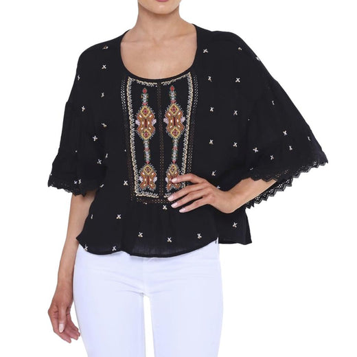Velvet by Graham & Spencer embroidered alasdair top