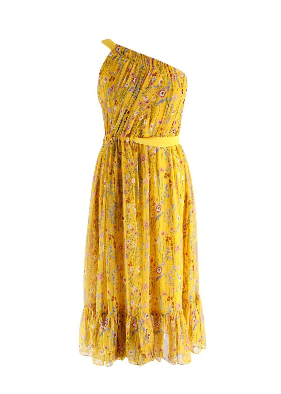 Alexis Pleated One-Shoulder Floral Dress