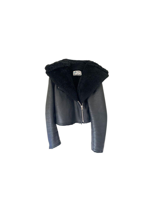 black leather & shearling aviator jacket