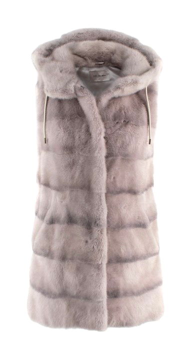 Yves Salomon Grey Mink Fur Hooded Gilet