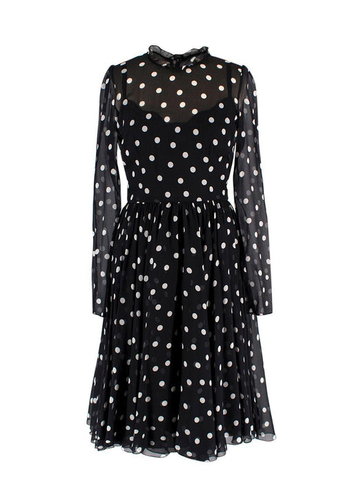 Dolce & Gabbanna Black Semi Sheer Polka Dot Dress