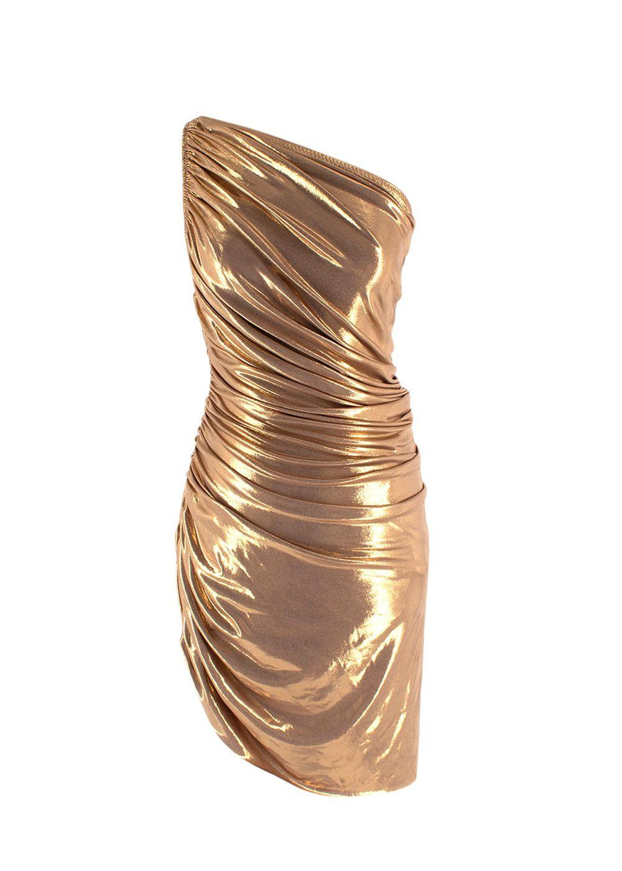 Norma Kamali Gold Lame 'Diana' Mini Dress