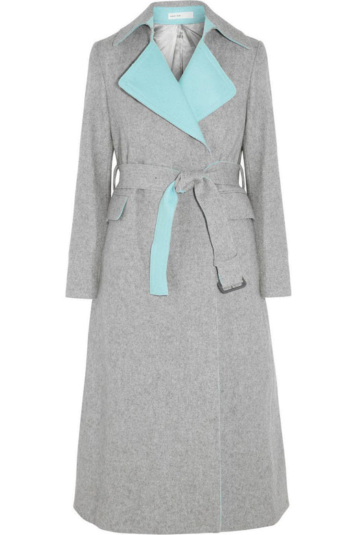 Sacai Soft Grey Wool Blend Trench Coat