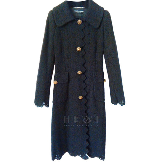 Dolce & Gabbana Wool Lace Longline Coat