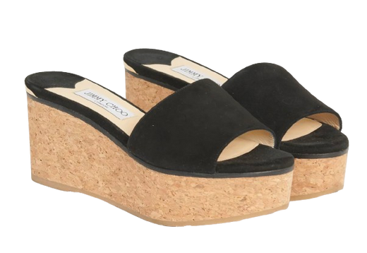 Jimmy Choo Black Suede Platform Wedges
