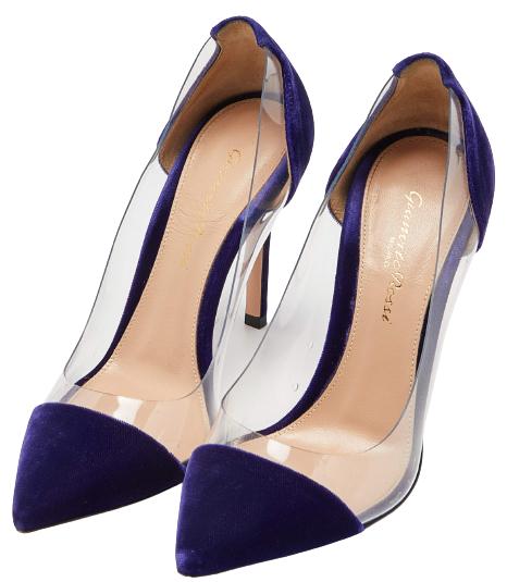 Gianvito Rossi Purple Velvet Plexi 105
