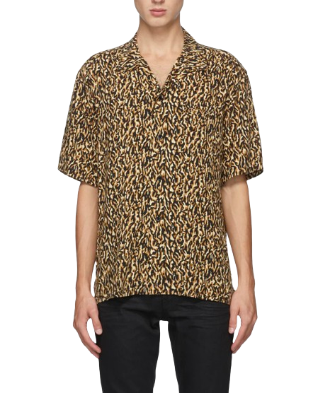 Saint Laurent Brown Printed Short Sleeve Shirt