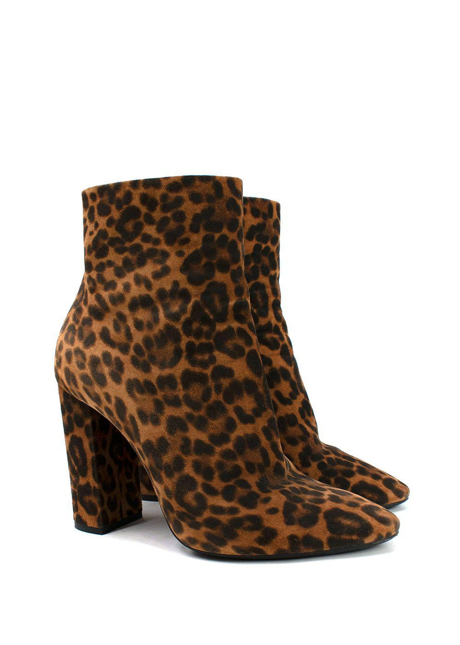 Saint Laurent Lou Leopard Print Ankle Boots