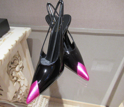 Black Patent Vesper Slingback Pumps