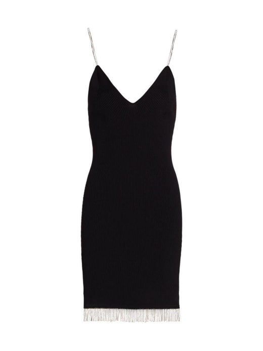 Bella Crystal Tassel Black Bodycon Dress