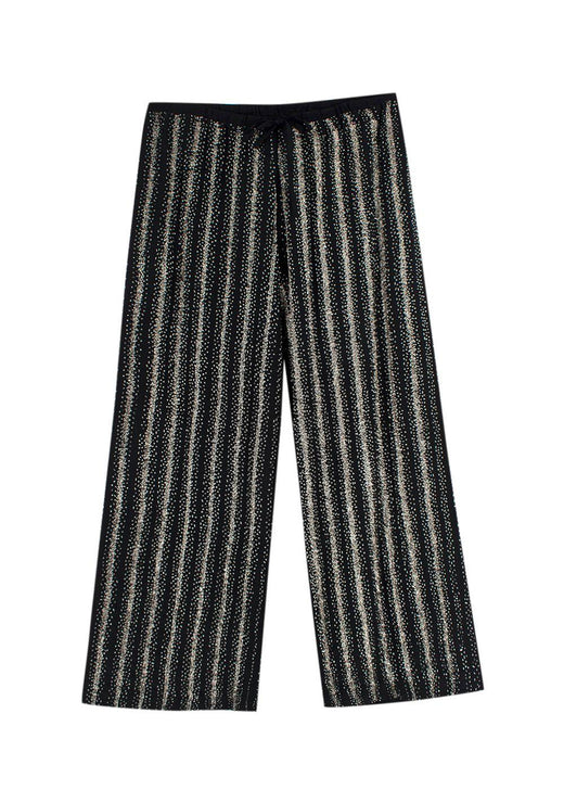 Dries Van Noten Black Silk Sequin Embellished Trousers