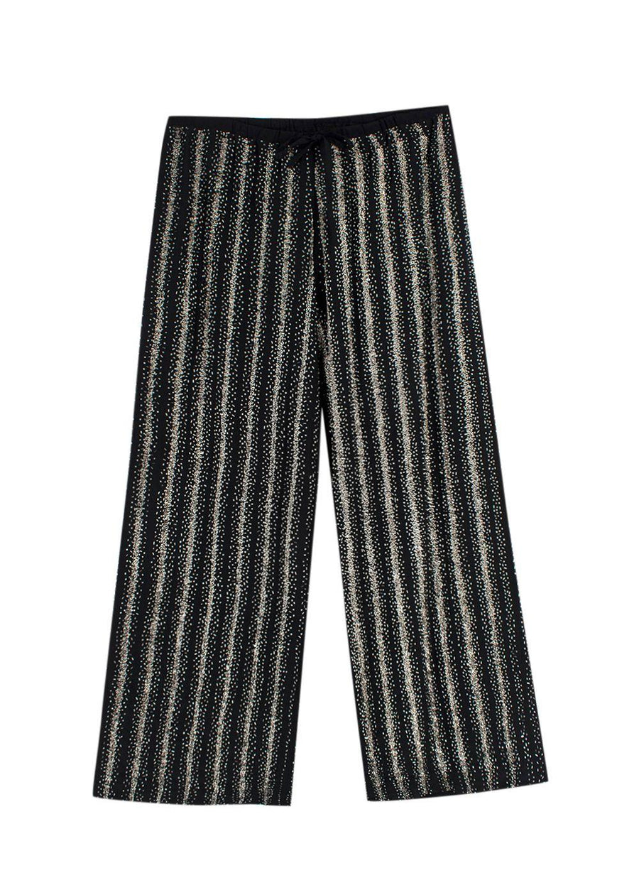 Dries Van Noten Black Silk Sequin Embellished Trousers