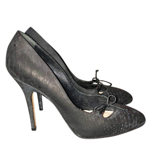 Christian Dior Black Embossed Leather Pumps