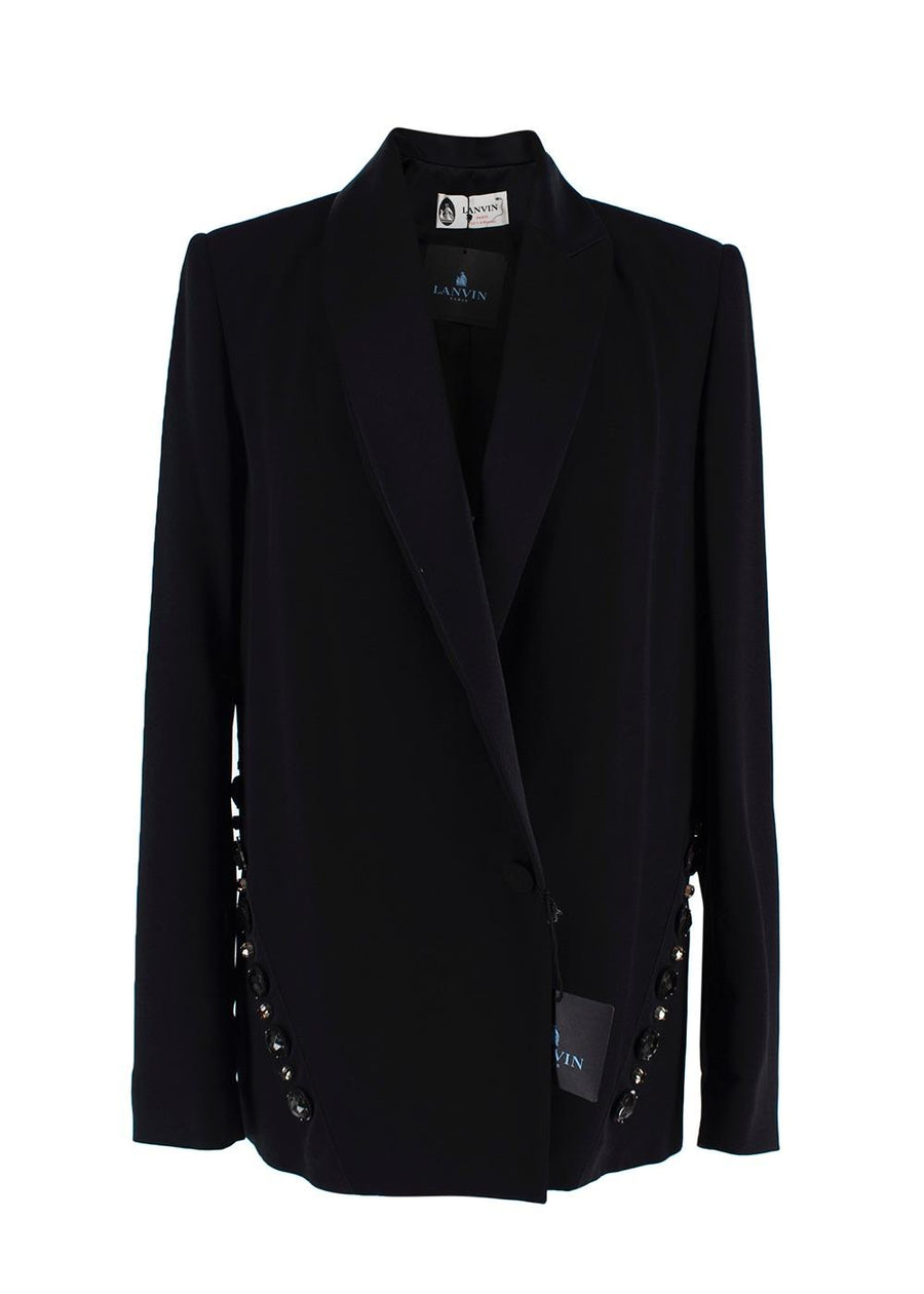 Lanvin Black Single Breasted Jewel Embellished Blazer