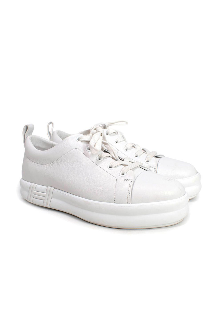 Hermes White Leather Happy Sneakers