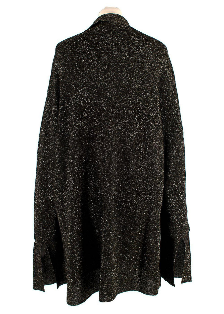 Nanushka Black & Gold Lurex Longline Shirt