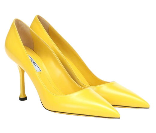 Prada Yellow Leather Heeled Pumps