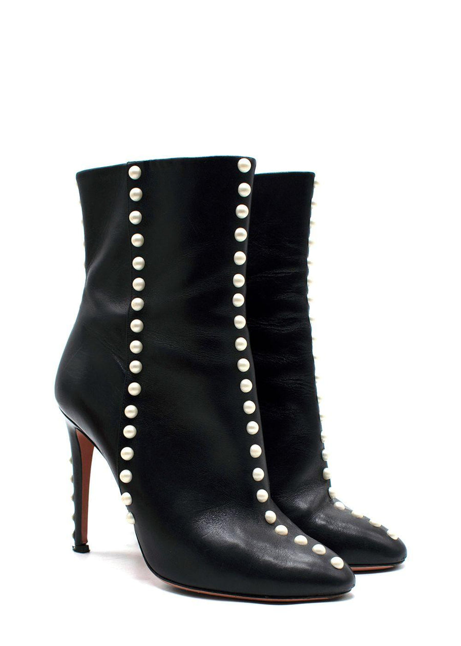 Aquazurra Firenze Black Follie Pearl Boots