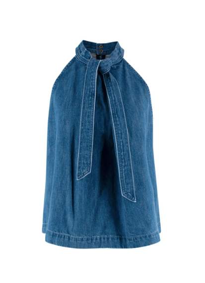 Ulla Johnson Mako Denim Halter-Neck Top