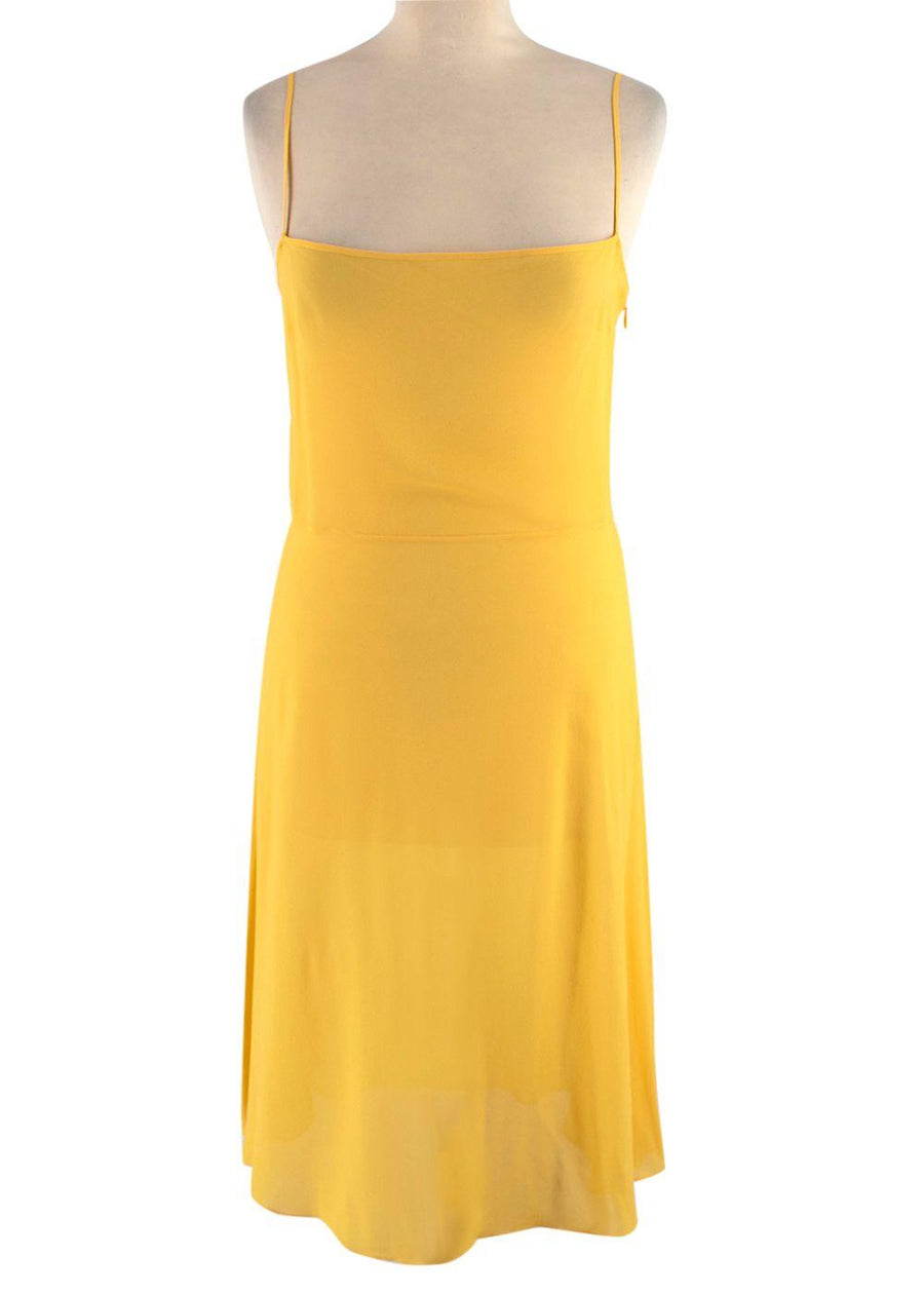 Dior Yellow Pixel Zodiac Pattern Silk Midi Dress