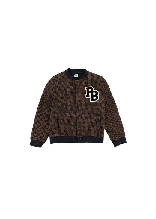 Kids 8y Brown and grey cotton houndstooth bomber jacket