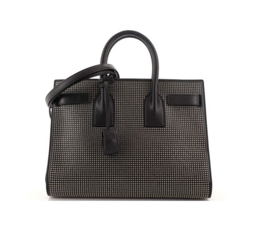 Black Leather Small Studded Sac de Jour Tote Bag