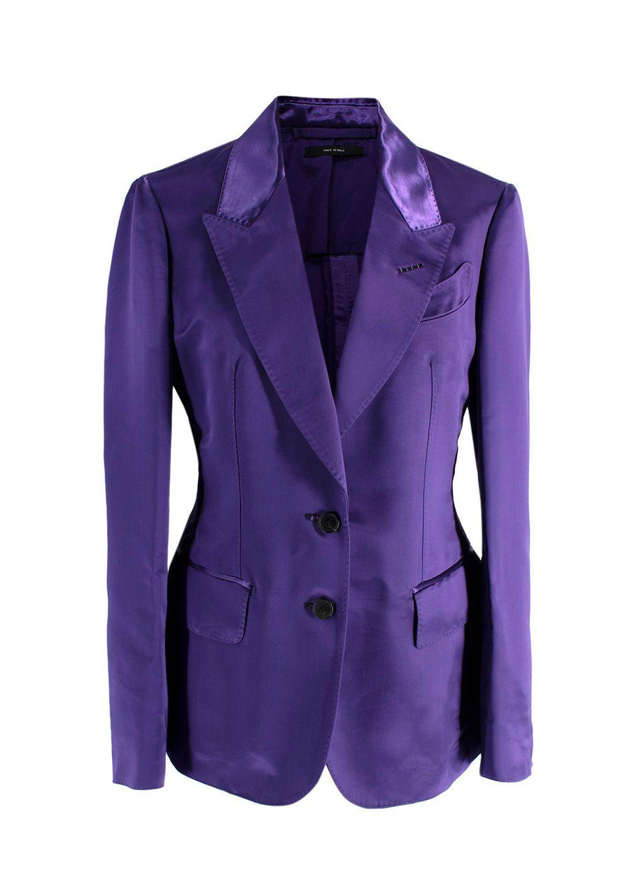 Tom Ford Purple Single-Breasted Satin Blazer