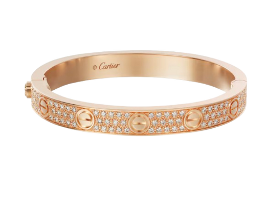 Cartier Full Pave Set Diamond Rose Gold Love Bracelet 17 with box and receipt