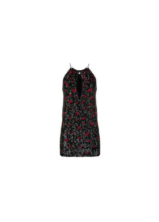 Black & red polka dot sequin dress