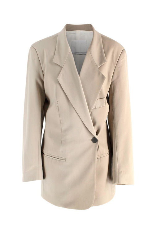 Christopher Esber Neutral Single Breasted Wool Blazer
