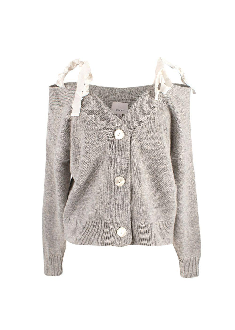 Cinq A Sept Colby Grey Ribbon Cardigan