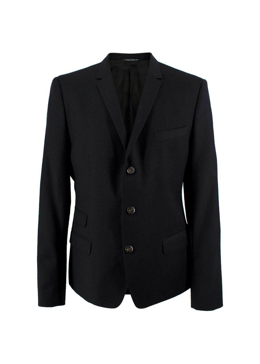 Dolce & Gabbana Black Wool Single Breasted Blazer