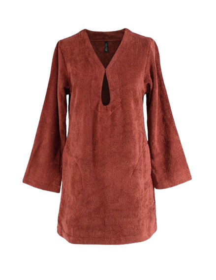 Lisa Marie Fernandez Rust Cotton Terry Short Kaftan