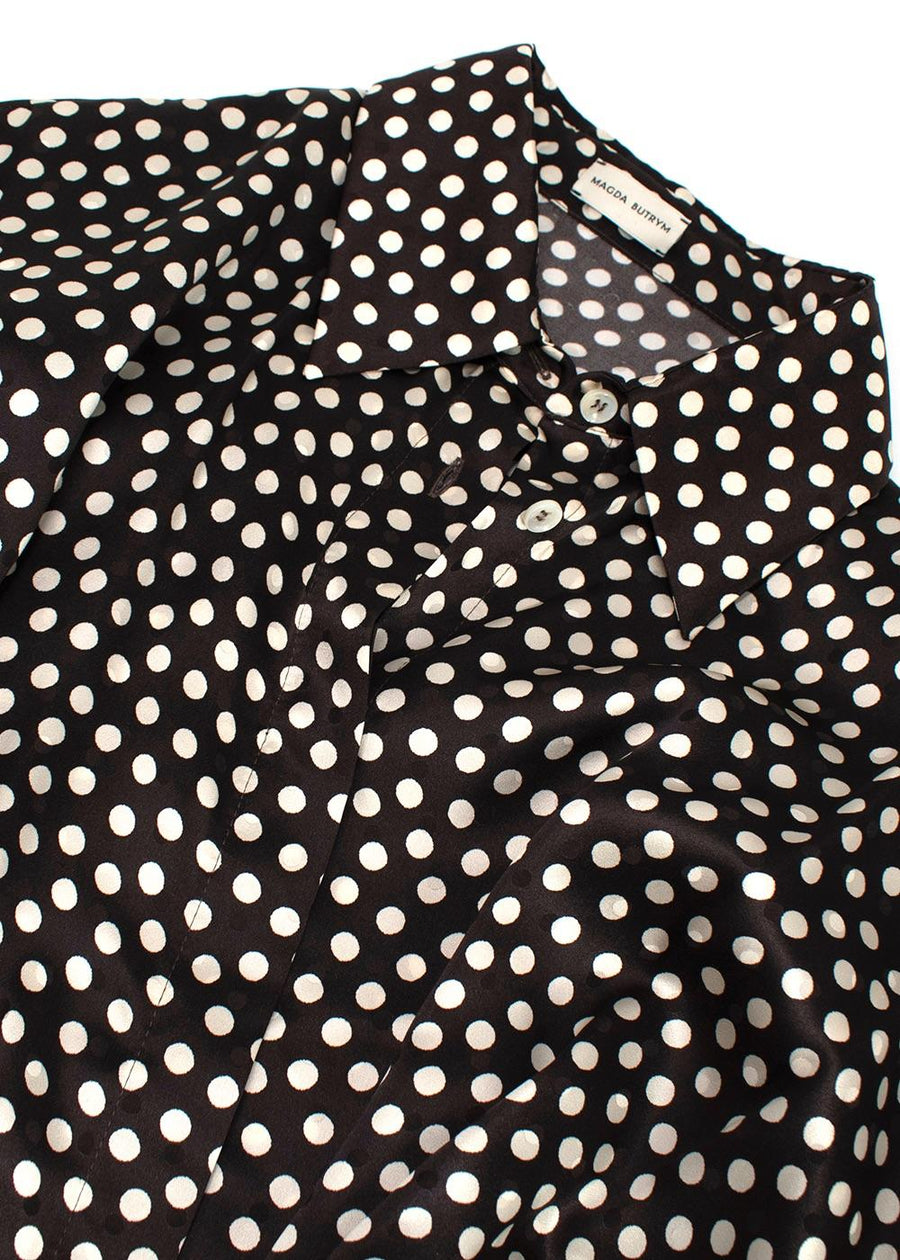 Magda Butrym Brown Polka-dot Silk Shirt Dress
