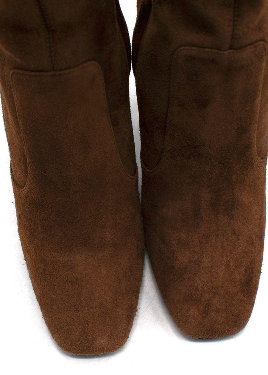 Saint Laurent Brown Suede Ankle Boots