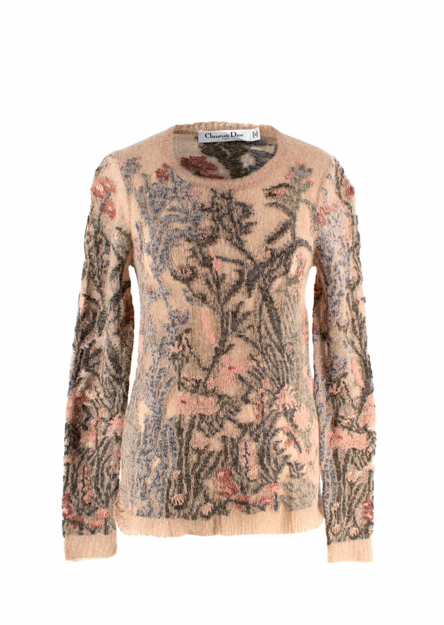 Dior Beige Floral Mohair Blend Jumper