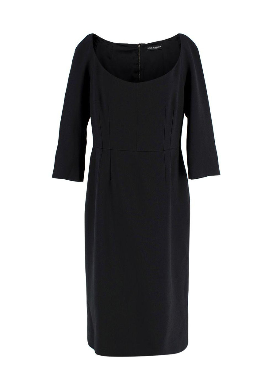 Dolce & Gabbana Black Cropped Sleeve Midi Dress