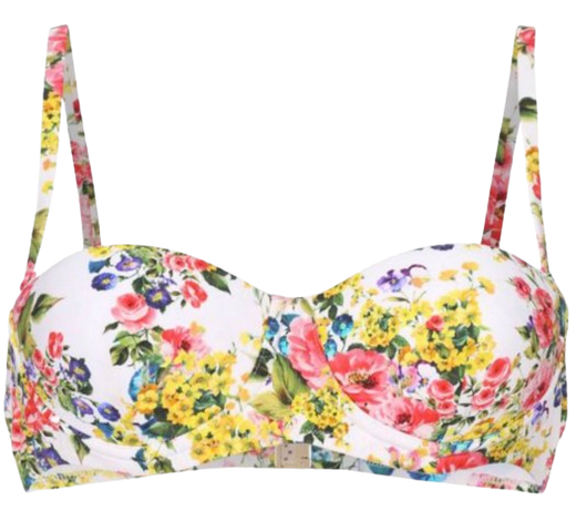 Dolce & Gabbana White Floral Bikini Top