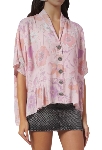 Balenciaga Pink Floral Oversized Blouse