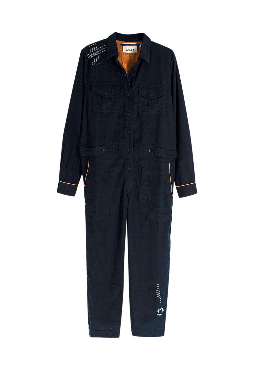 CHUFY Navy Corduroy Frank 'Find Me In Berlin' Jumpsuit