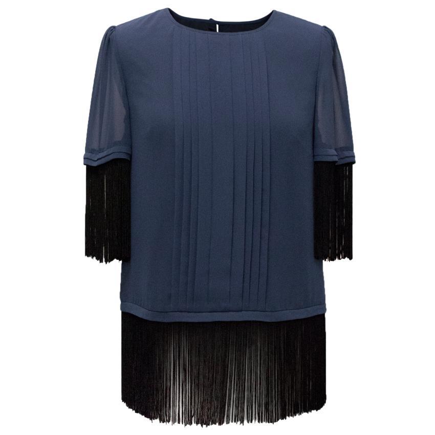 Alice by Temperley Navy Fringed Blouse