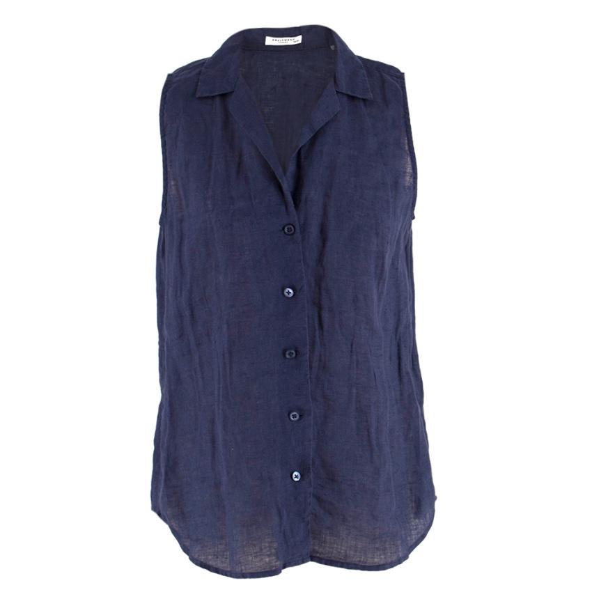 Equipment Navy Linen Sleeveless Shirt