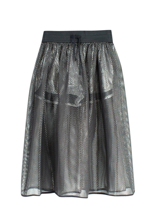 Dior Fall 2021 Metallic Silver Mesh Midi Skirt